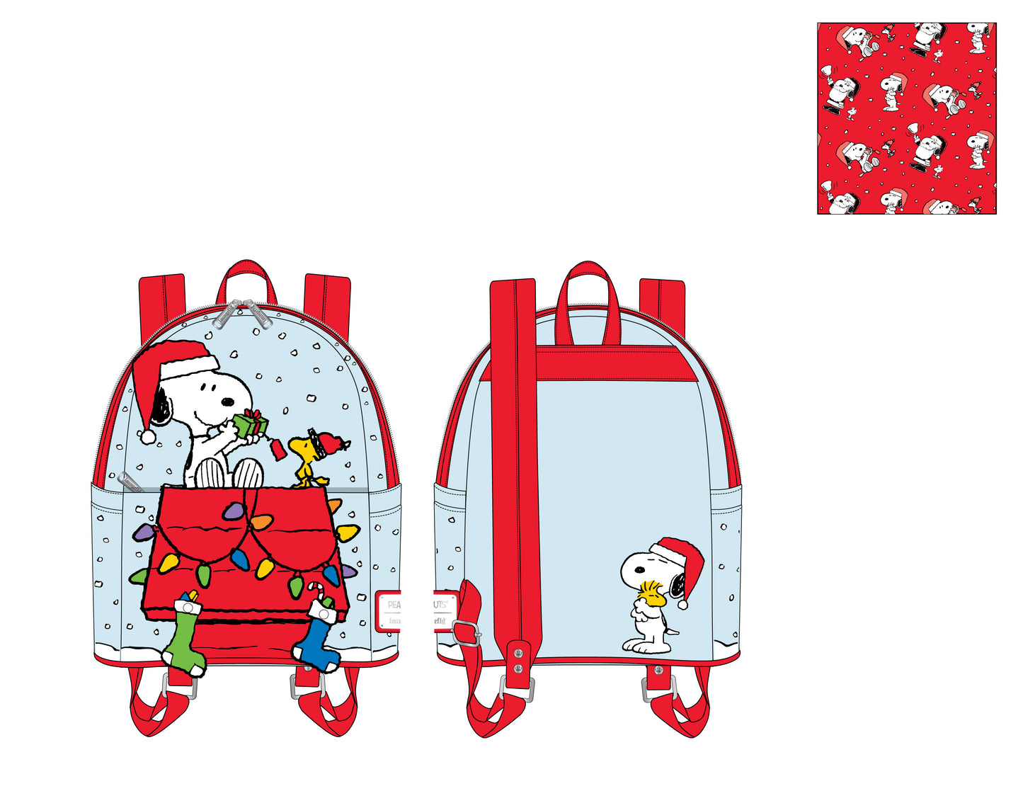 PEANUTS GIFT GIVING SNOOPY & WOODSTOCK MINI BACKPACK LOUNGEFLY