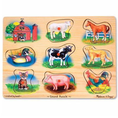 Melissa & Doug Farm Sound Puzzle - Wooden Peg Puzzle With Sound Effects (8 pcs)