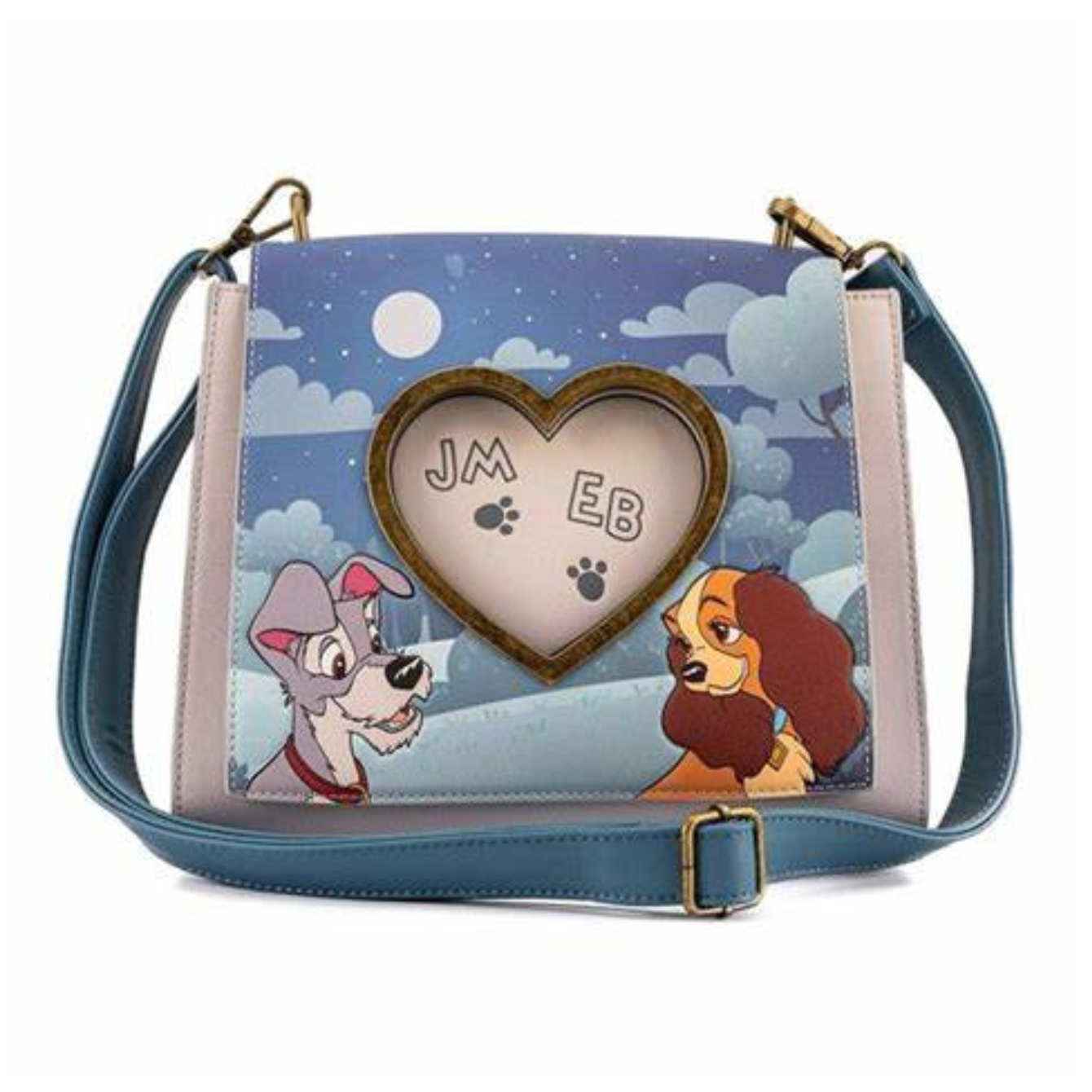 DISNEY LADY AND THE TRAMP WET CEMENT CROSS BODY BAG LOUNGEFLY