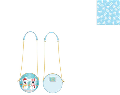 CLEARANCE DISNEY SNOWMAN MICKEY MINNIE SNOW GLOBE CROSSBODY BAG LOUNGEFLY