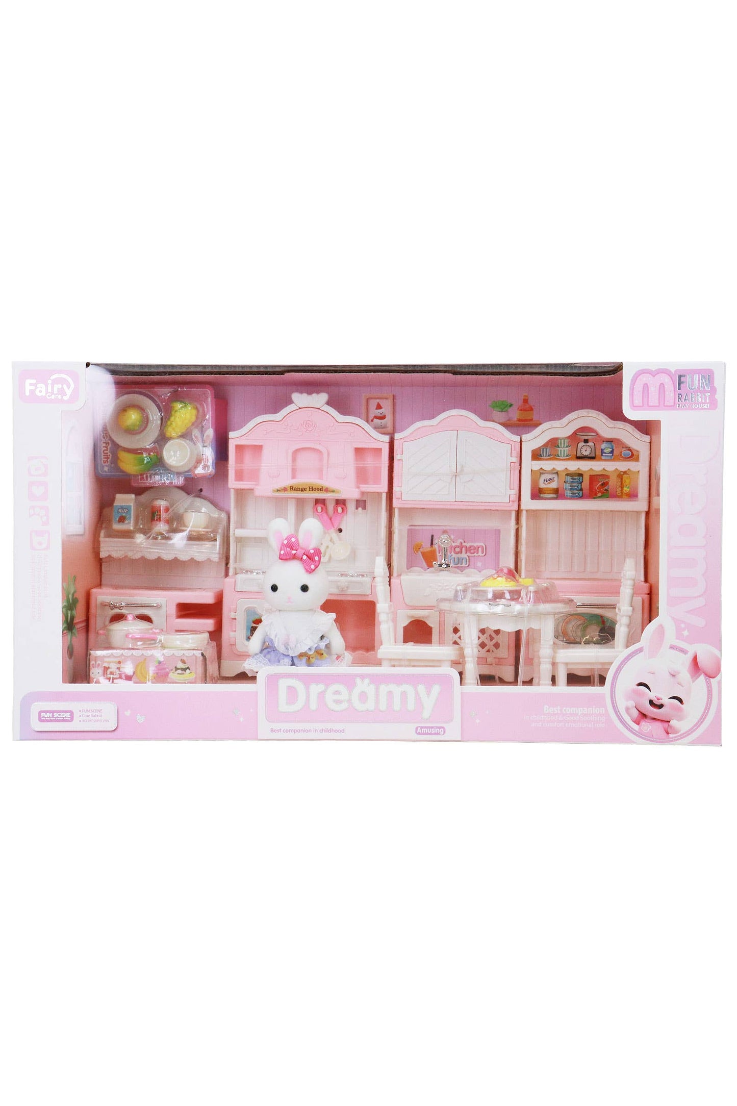 Mini Bunny Rabbit Girl Kitchen Dining Room Pretend Play Set