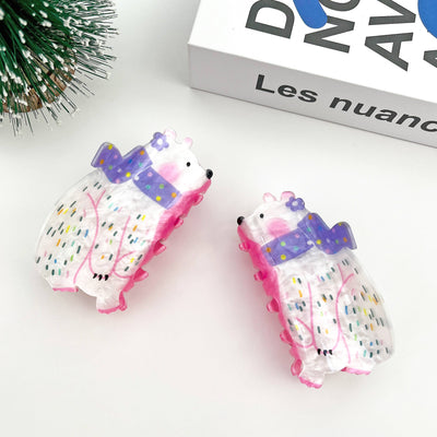 Scarf Bear Hair Clip, Christmas Claw Hair Clip