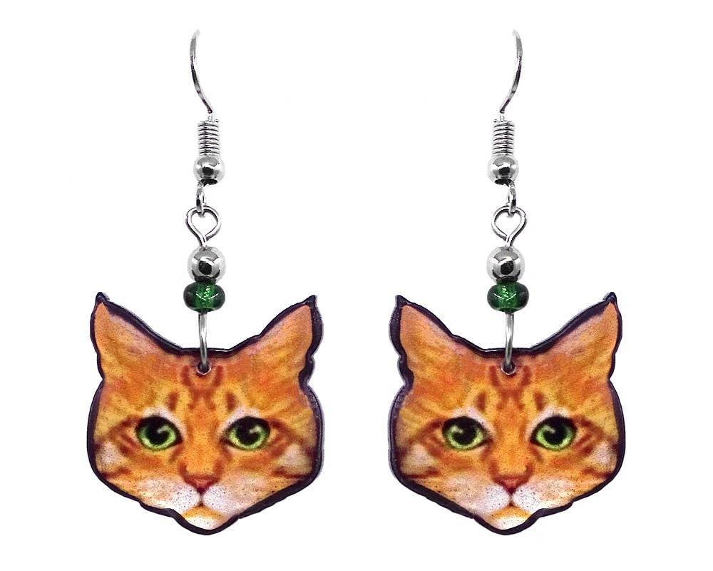 Acrylic Cat Face Pet Dangle Earrings