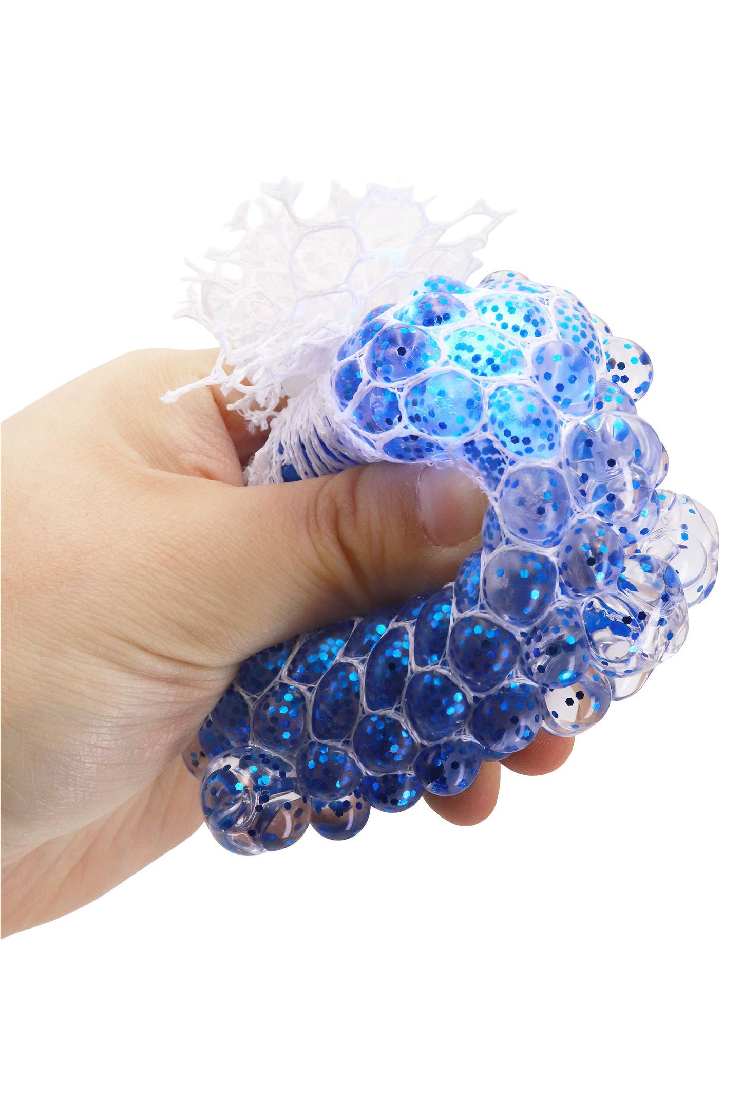 LED Light-Up Vented Mesh Glittery Water Bead Squishy Ball