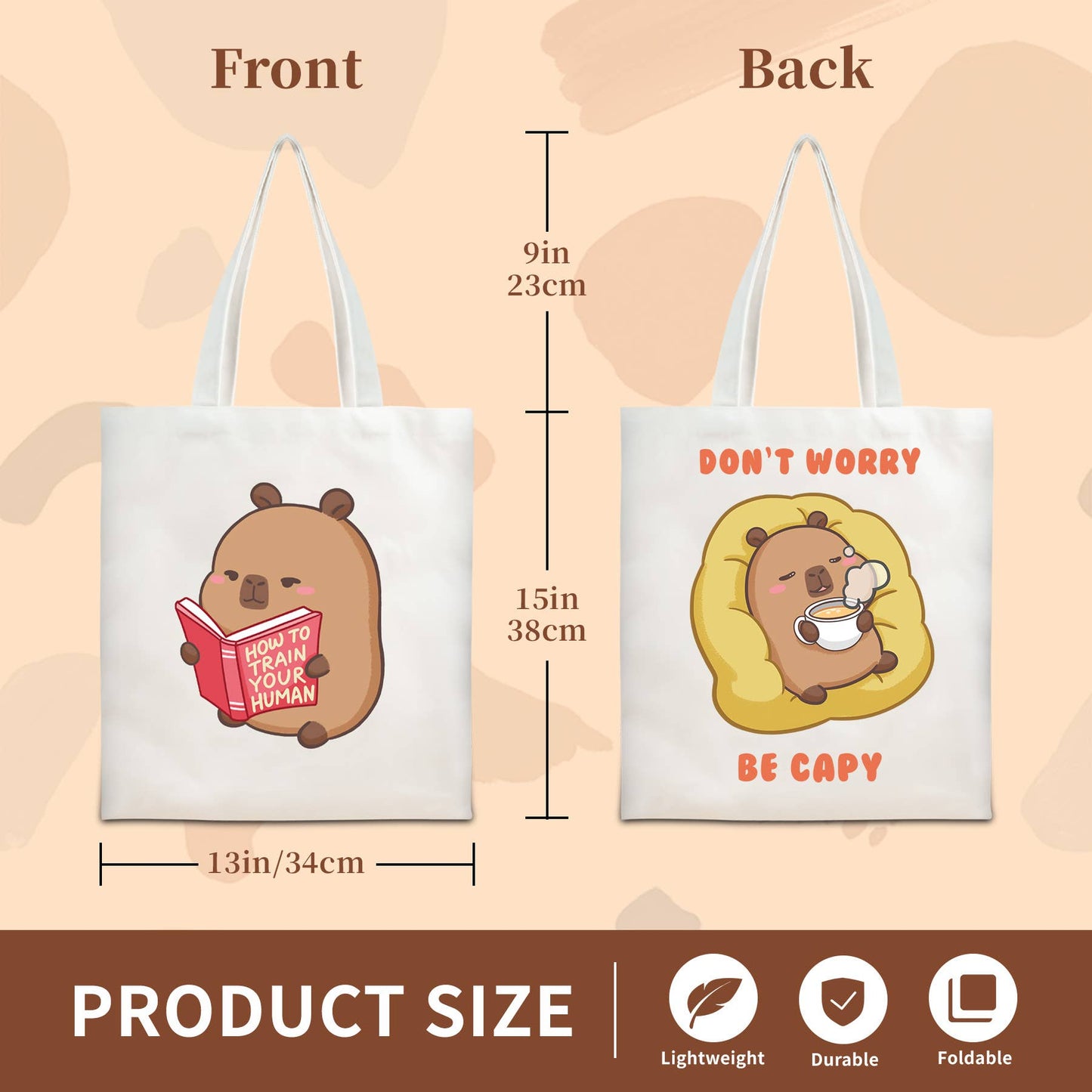 Capybara Canvas Tote Bag One Bag Two Designs