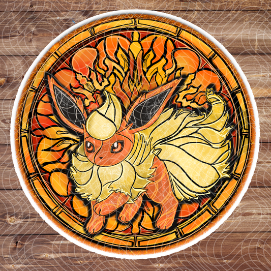 3" Stained Glass Flareon Poke Anime Video Game Vinyl Sticker