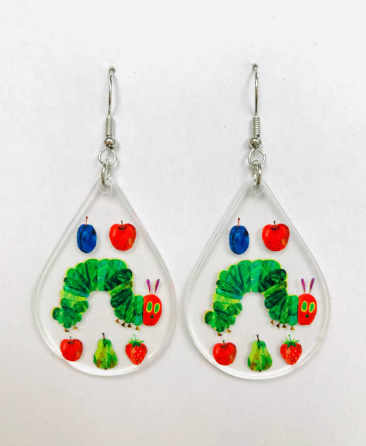 Acrylic Hungry Caterpillar Earrings, Worm Earring
