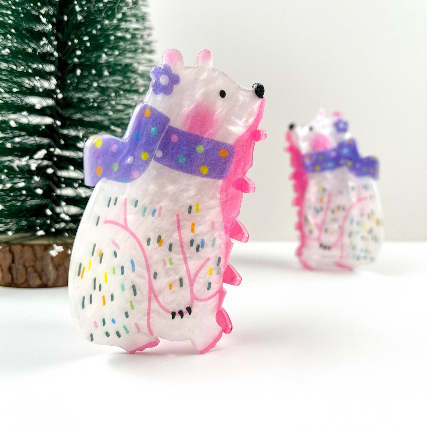 Scarf Bear Hair Clip, Christmas Claw Hair Clip