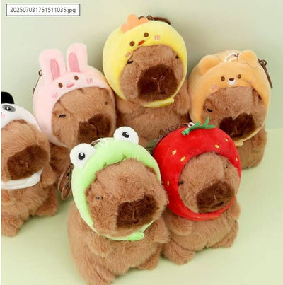 Capybara Plush Keychain – BIG Neck Hood Series