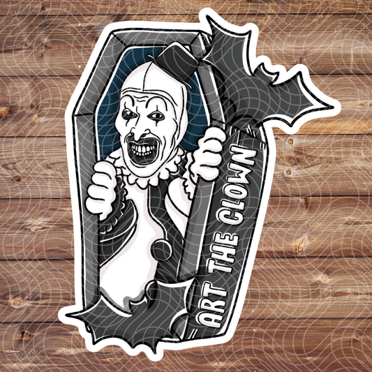 3" Art Clown Coffin Horror Halloween Movie Vinyl Sticker