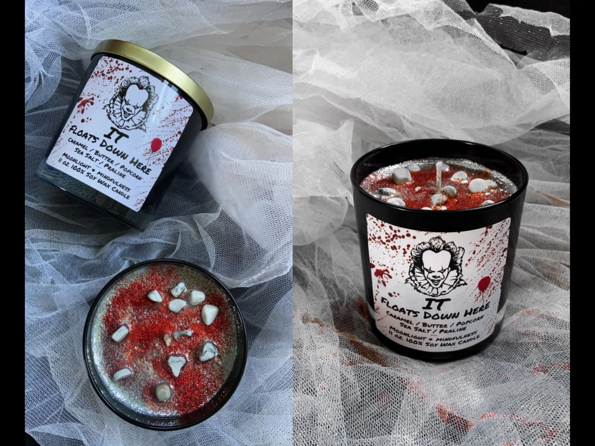 Horror Movie Crystal Candles, 100% Soy Wax, Spooky Decor IT Floats down here