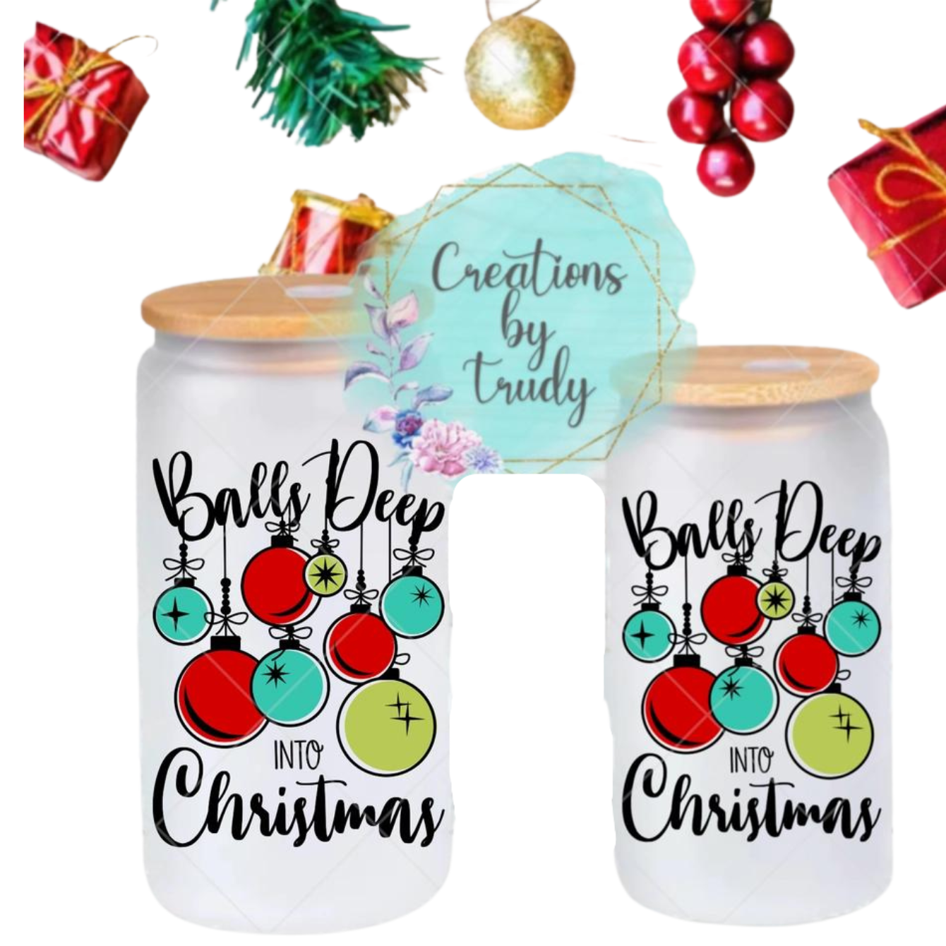 Balls Deep Into Christmas Glass Tumbler