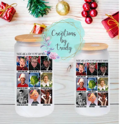 Favorite Christmas Movies 16oz Glass Tumbler