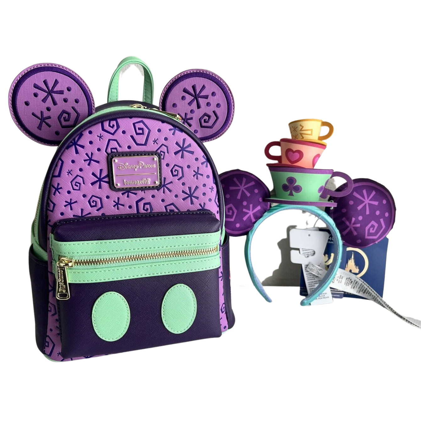 Mickey Main Attraction Mad Tea Party Backpack Loungefly & Matching Ears
