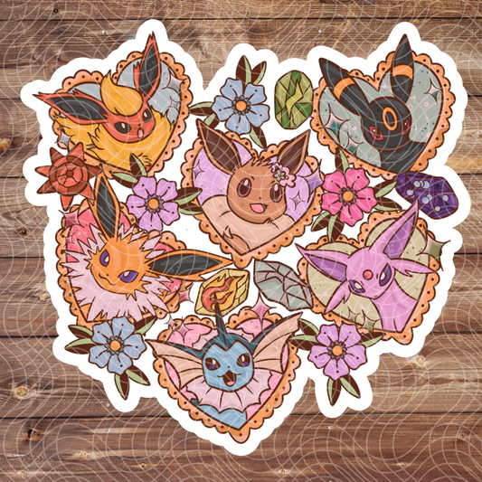 3" Eevee Hearts Poke Anime Video Game Vinyl Sticker