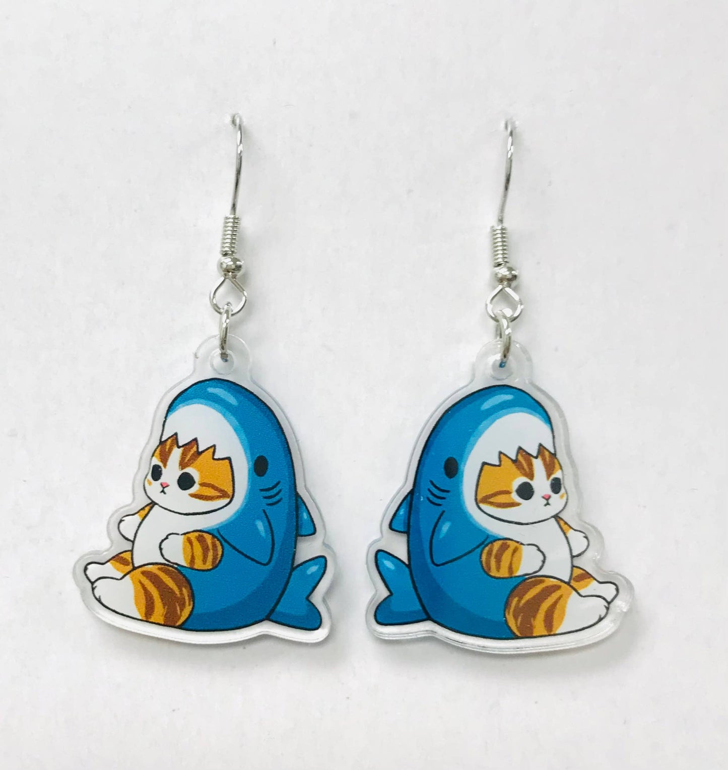 Acrylic Cute Cat In Whale Earrings