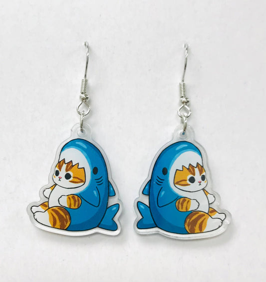 Acrylic Cute Cat In Whale Earrings