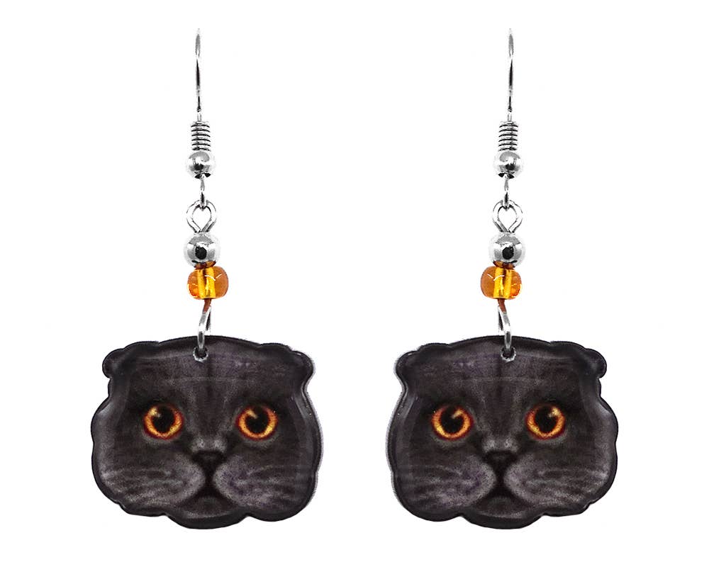 Acrylic Cat Face Pet Dangle Earrings