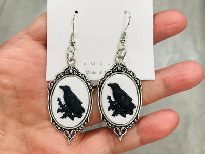 Black Crow Halloween Earrings 43*23mm