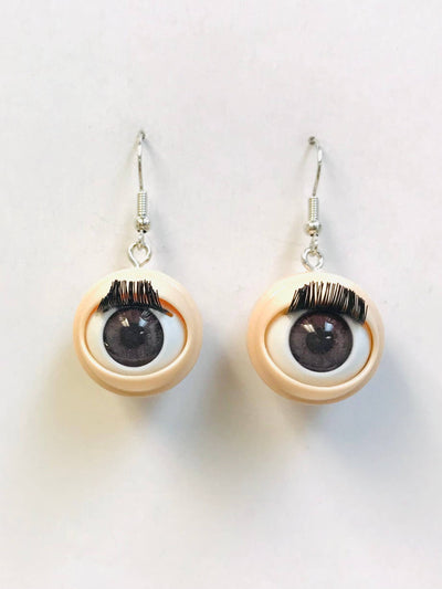 Awful creepy doll eyeball earrings - with awful blinking act
