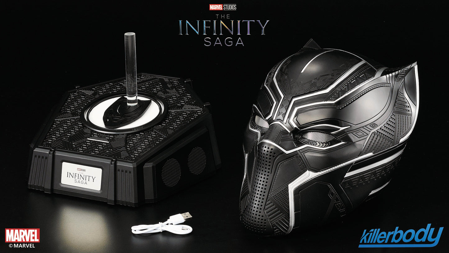 PRE-ORDER 1:1 Collectible Wearable Black Panther Helmet w/Eye Lights Touch Control System Wearable Black Panther Helmet w/Bluetooth Speaker