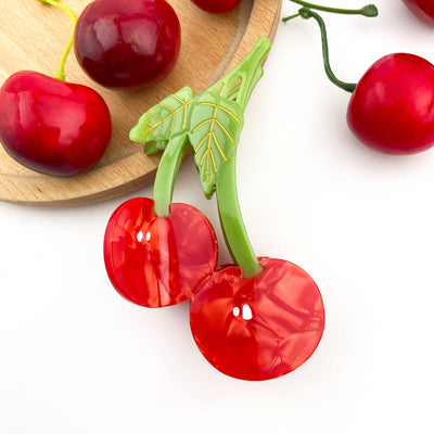 Sweet Red Cherry Claw Clip, Twin Cherries Hair Clip