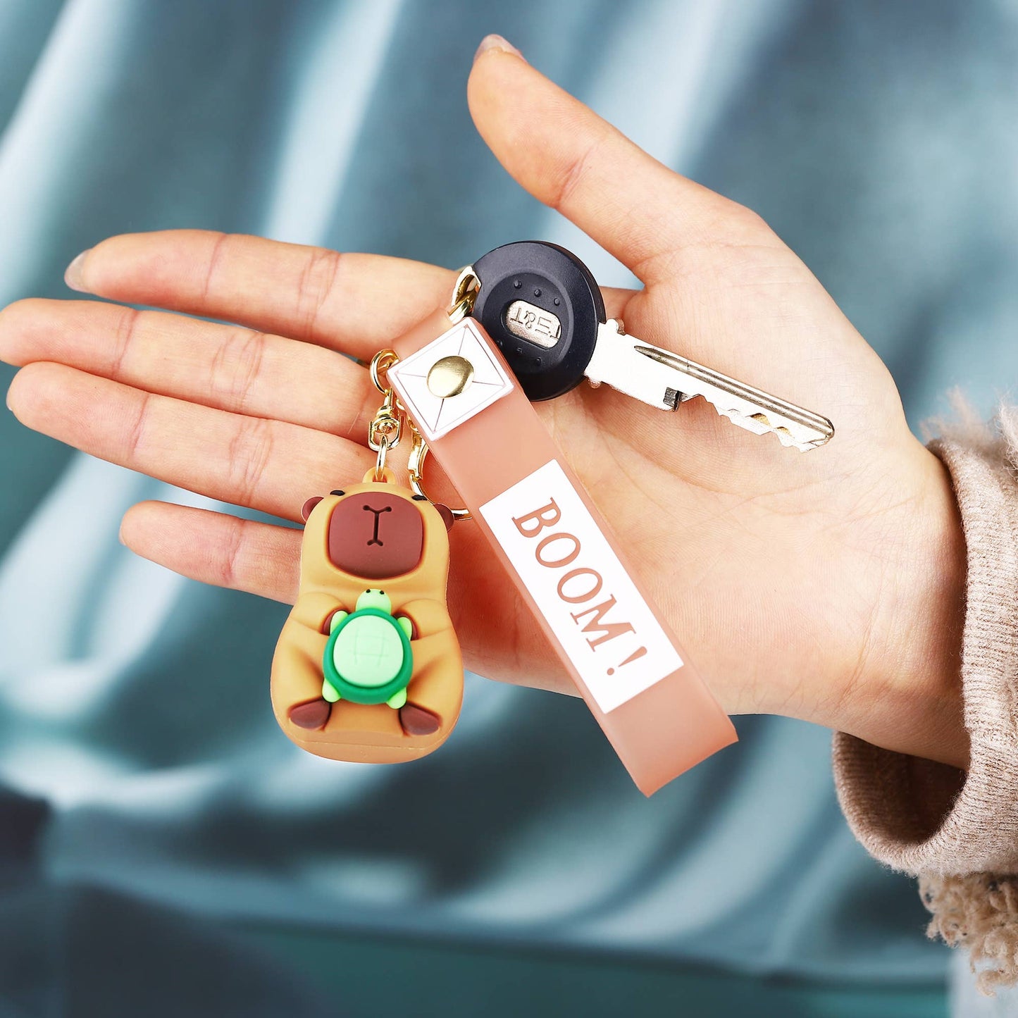Capybara Bathtub Figurine Keychain Orange Acrylic Key Charm