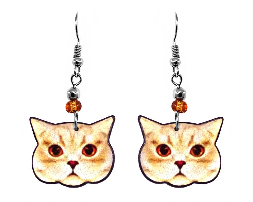 Acrylic Cat Face Pet Dangle Earrings
