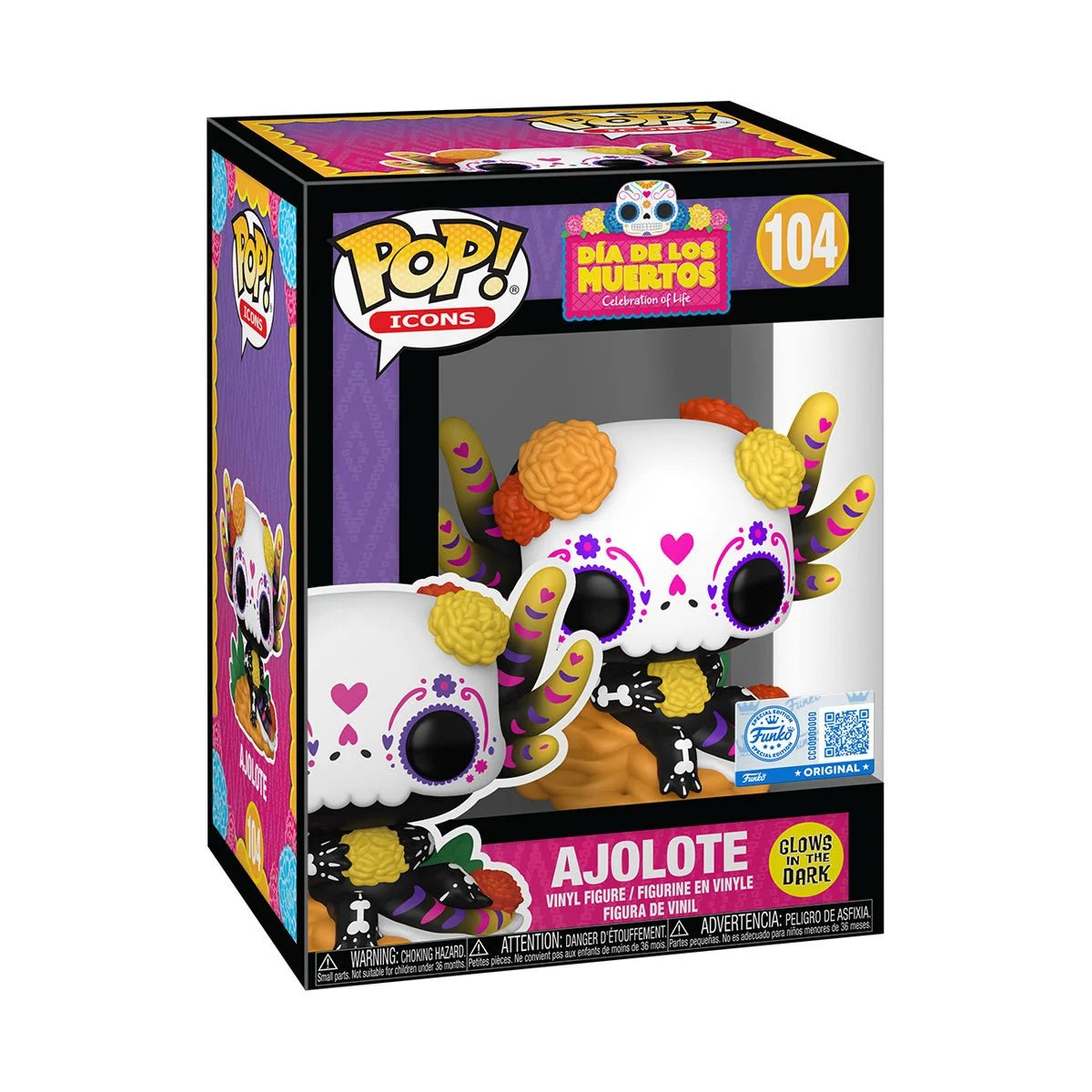 Dia De Los Funko Pop! Muertos Ajolote Glow-in-the-Dark Vinyl Figure #104 Entertainment Earth Exclusive