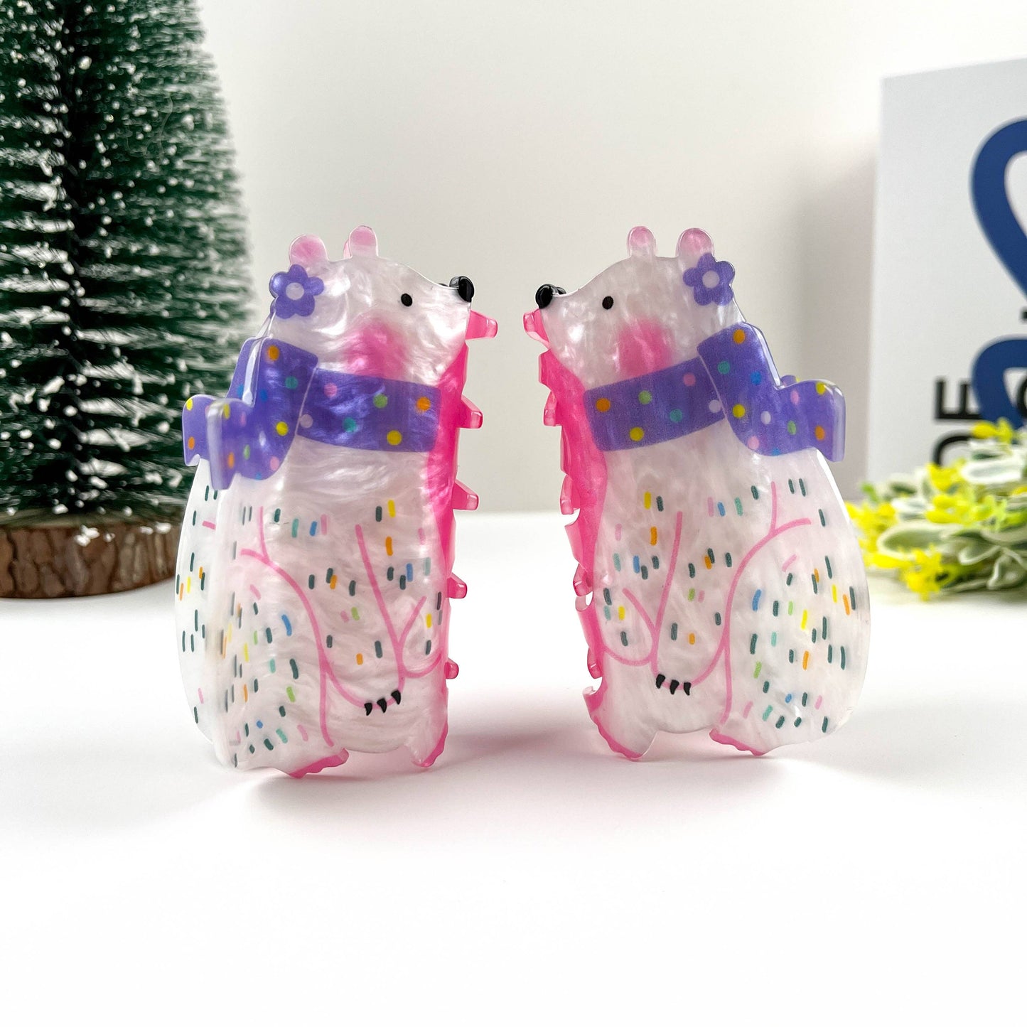 Scarf Bear Hair Clip, Christmas Claw Hair Clip