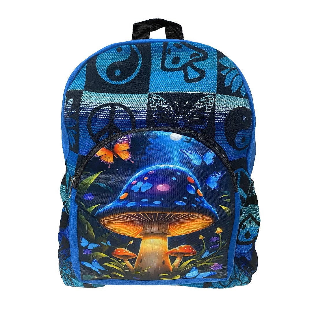 Large Mushroom Art Backpack Hippie Boho Style Ecuadorian Bag