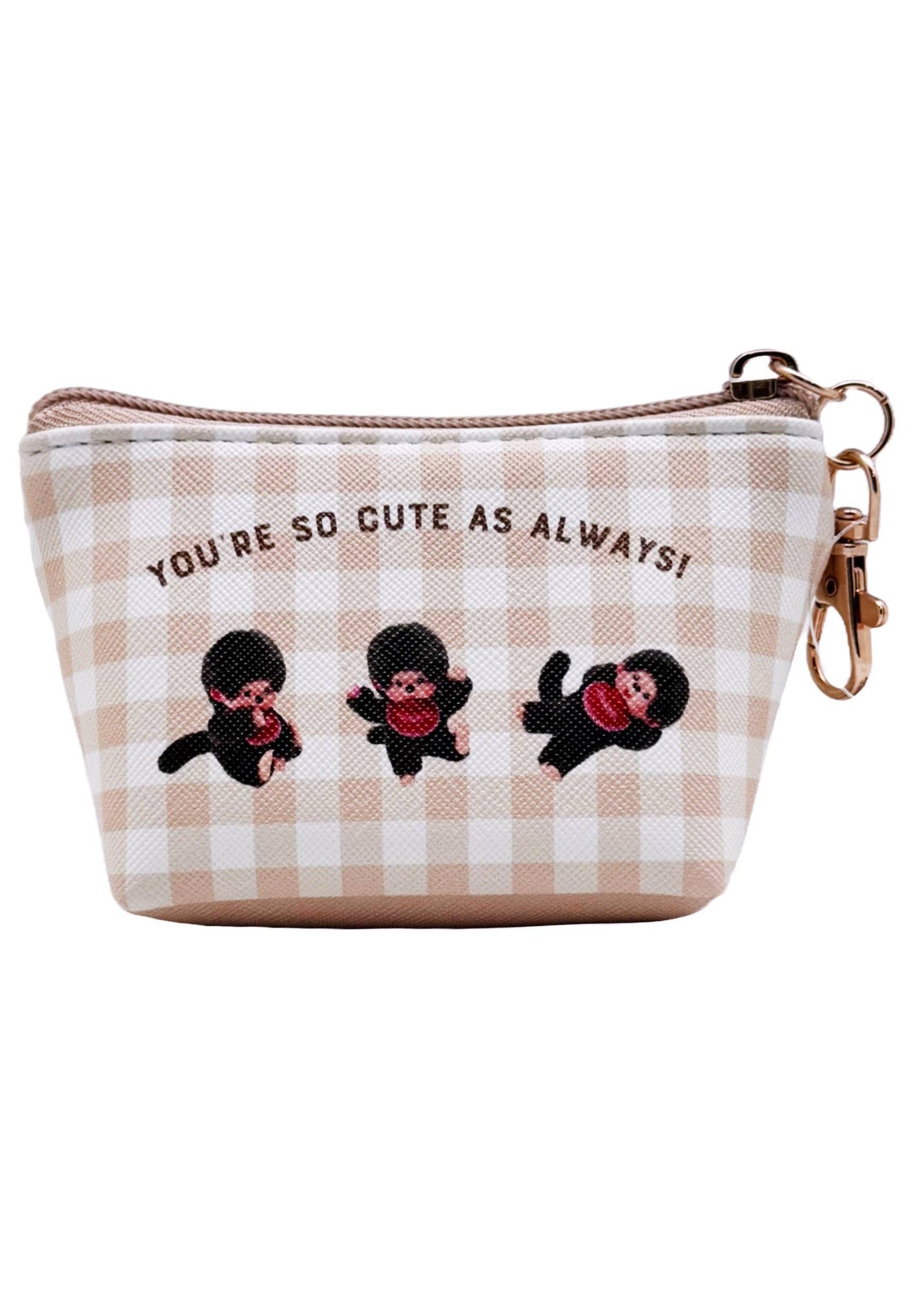 Monchhichi-Kun Gingham Mini Coin Pouch