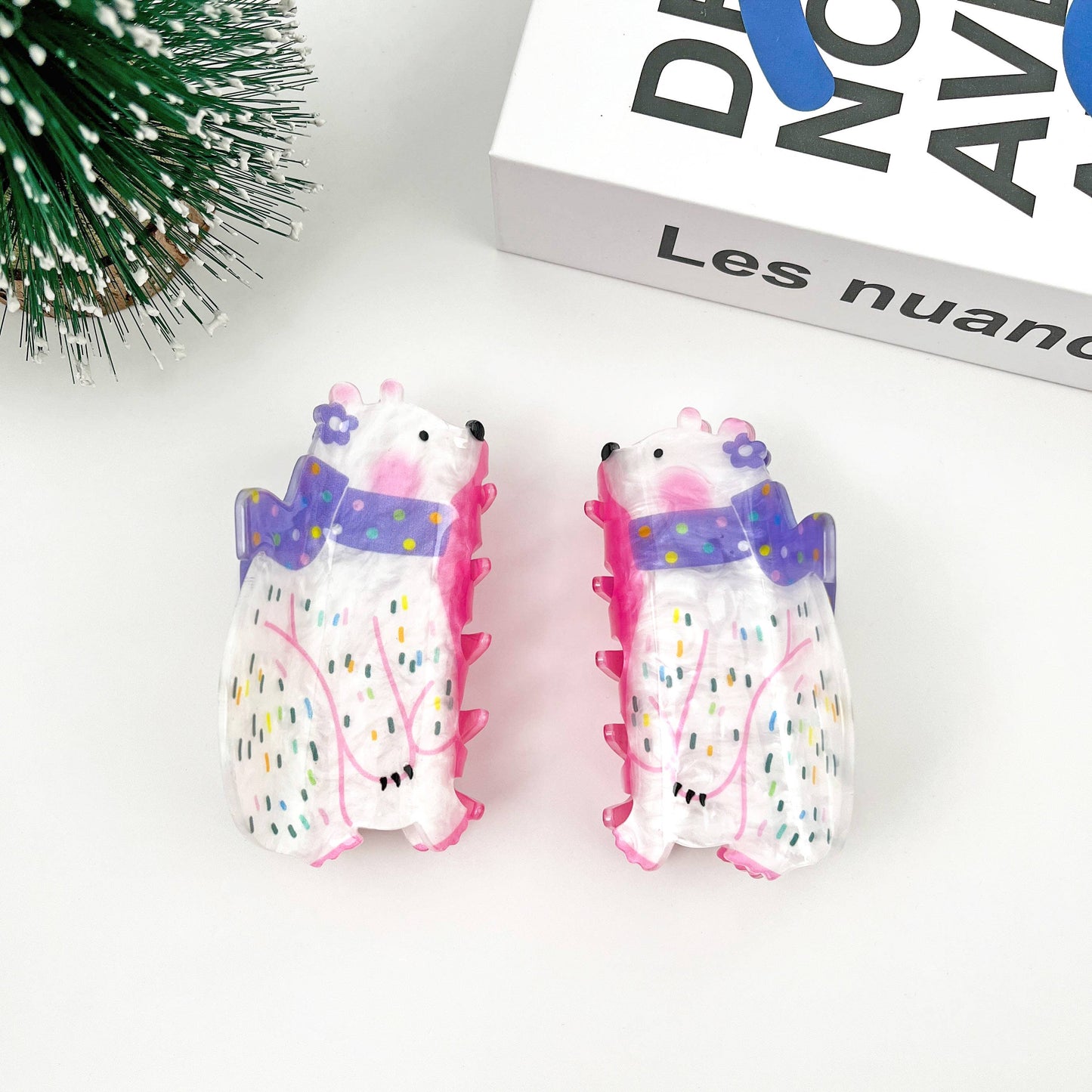 Scarf Bear Hair Clip, Christmas Claw Hair Clip