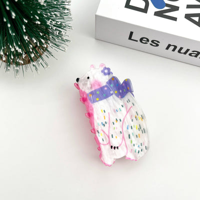 Scarf Bear Hair Clip, Christmas Claw Hair Clip