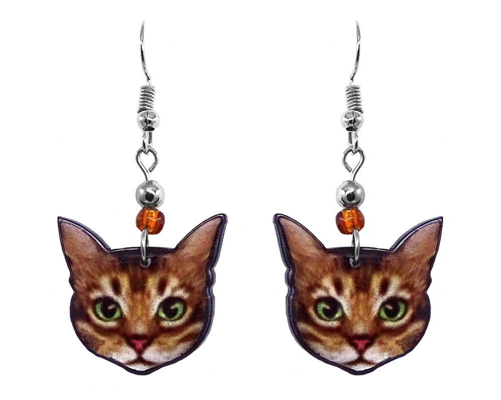 Acrylic Cat Face Pet Dangle Earrings