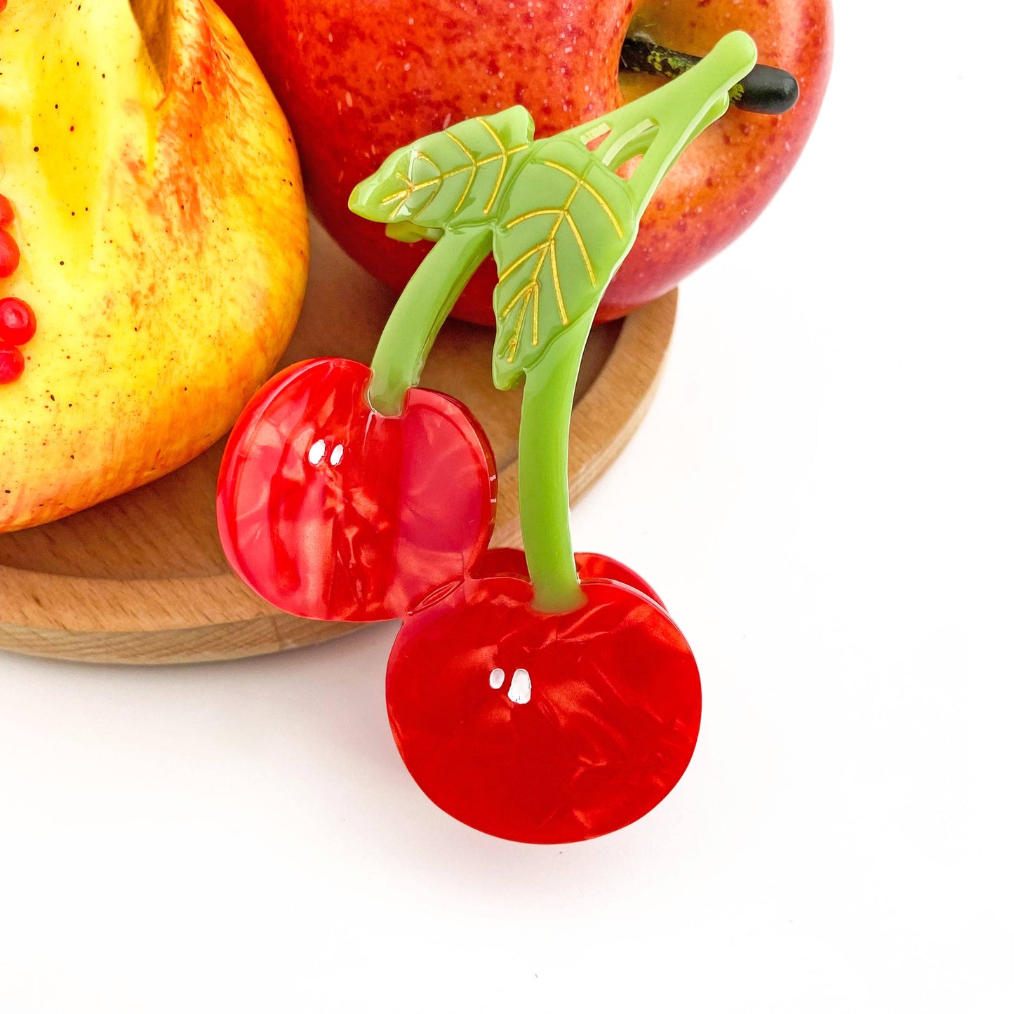 Sweet Red Cherry Claw Clip, Twin Cherries Hair Clip