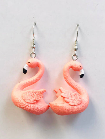 Acrylic Pink flamingo Earrings, Handmade,  Made To Order