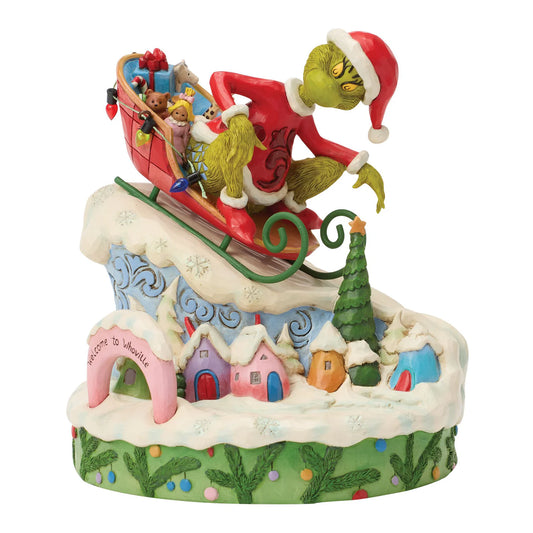 Grinch on Small Sled Figurine