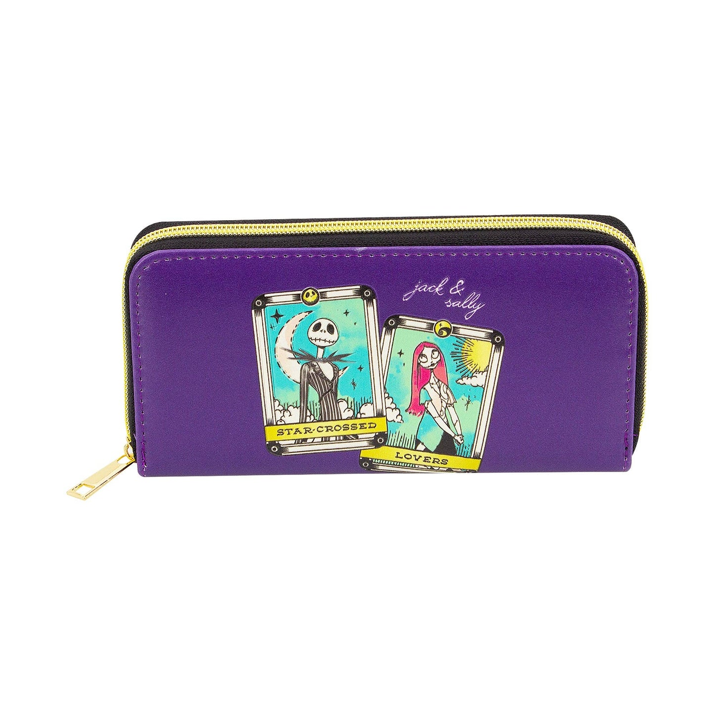 Jack And Sally Star Crossed Lovers Tarot Zip Around Wallet, Purple