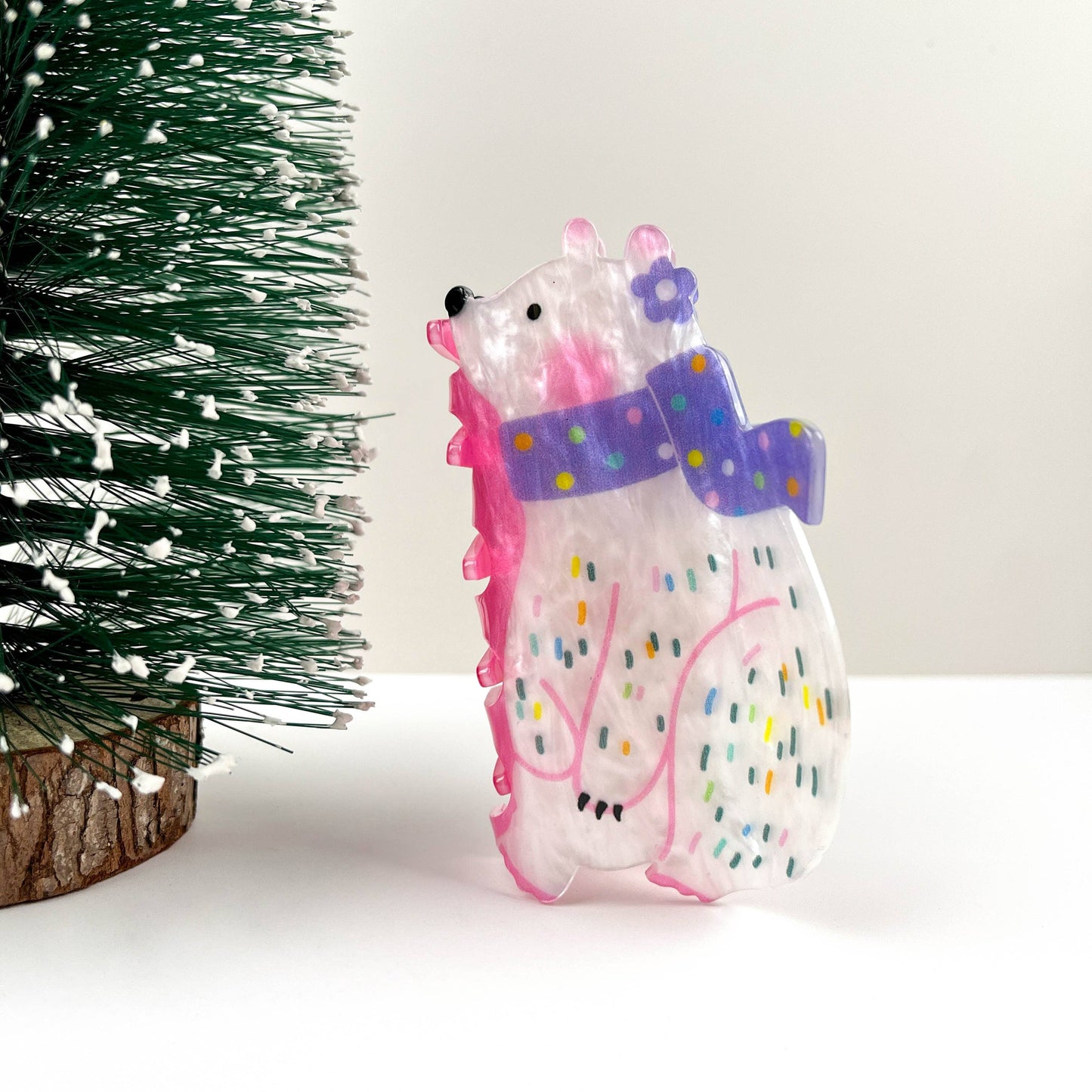 Scarf Bear Hair Clip, Christmas Claw Hair Clip