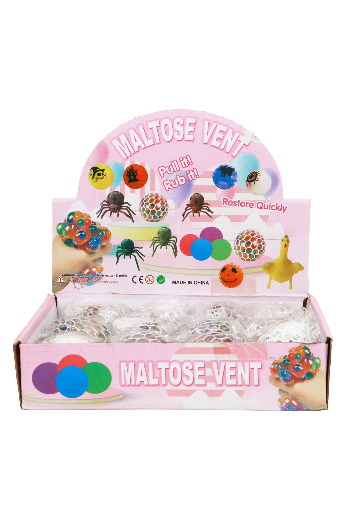 Vented Mesh Glittery Multicolor Water Bead Squishy Ball