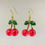 Acrylic Red Enamel Cherry Earrings
