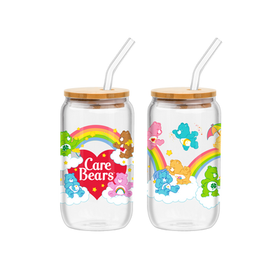 Care Bears Legacy Guide Rainbow Group & Logo 2pk 16oz Glass Tumbler
