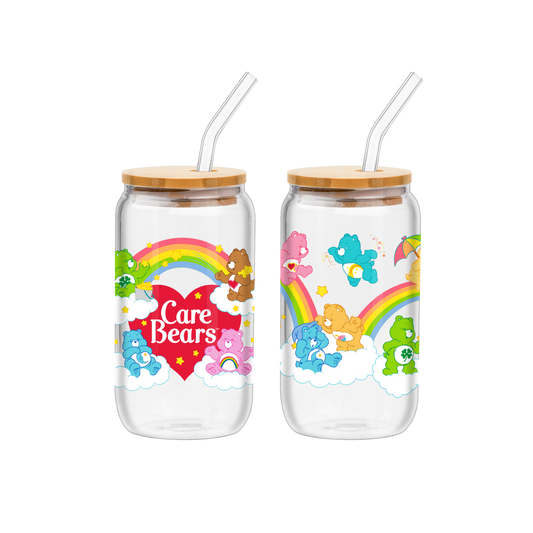 Care Bears Legacy Guide Rainbow Group & Logo 2pk 16oz Glass Tumbler