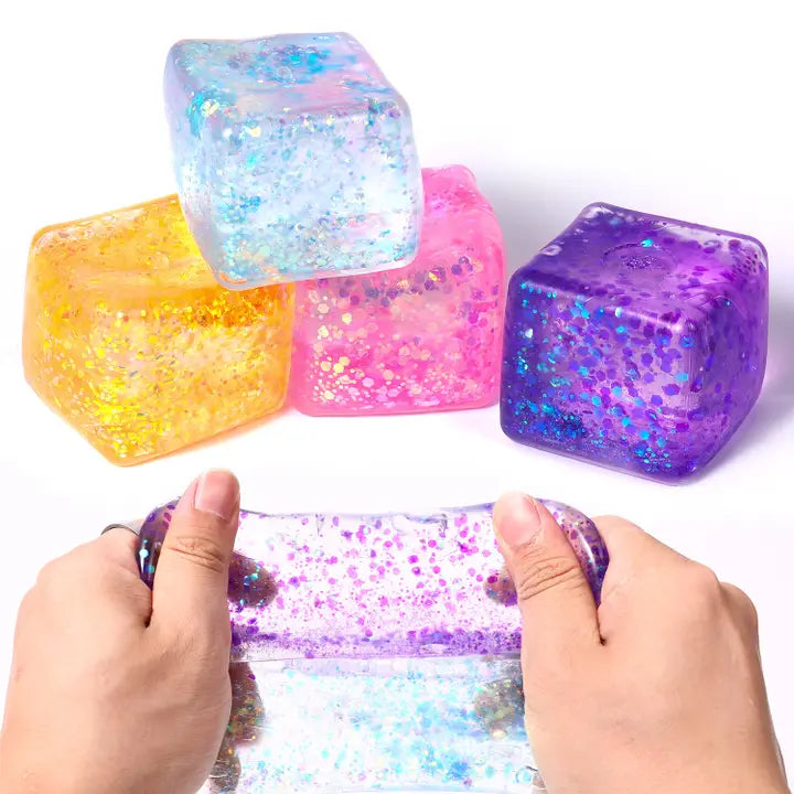 Cube Squishy Squish Anxiety Squeeze Solid,Glitter,Snowflake