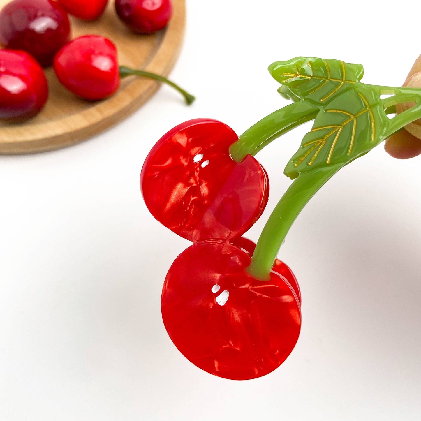 Sweet Red Cherry Claw Clip, Twin Cherries Hair Clip