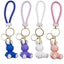 Bunny Bling Rhinestone Matte Diamond Quilt PU Key Chain