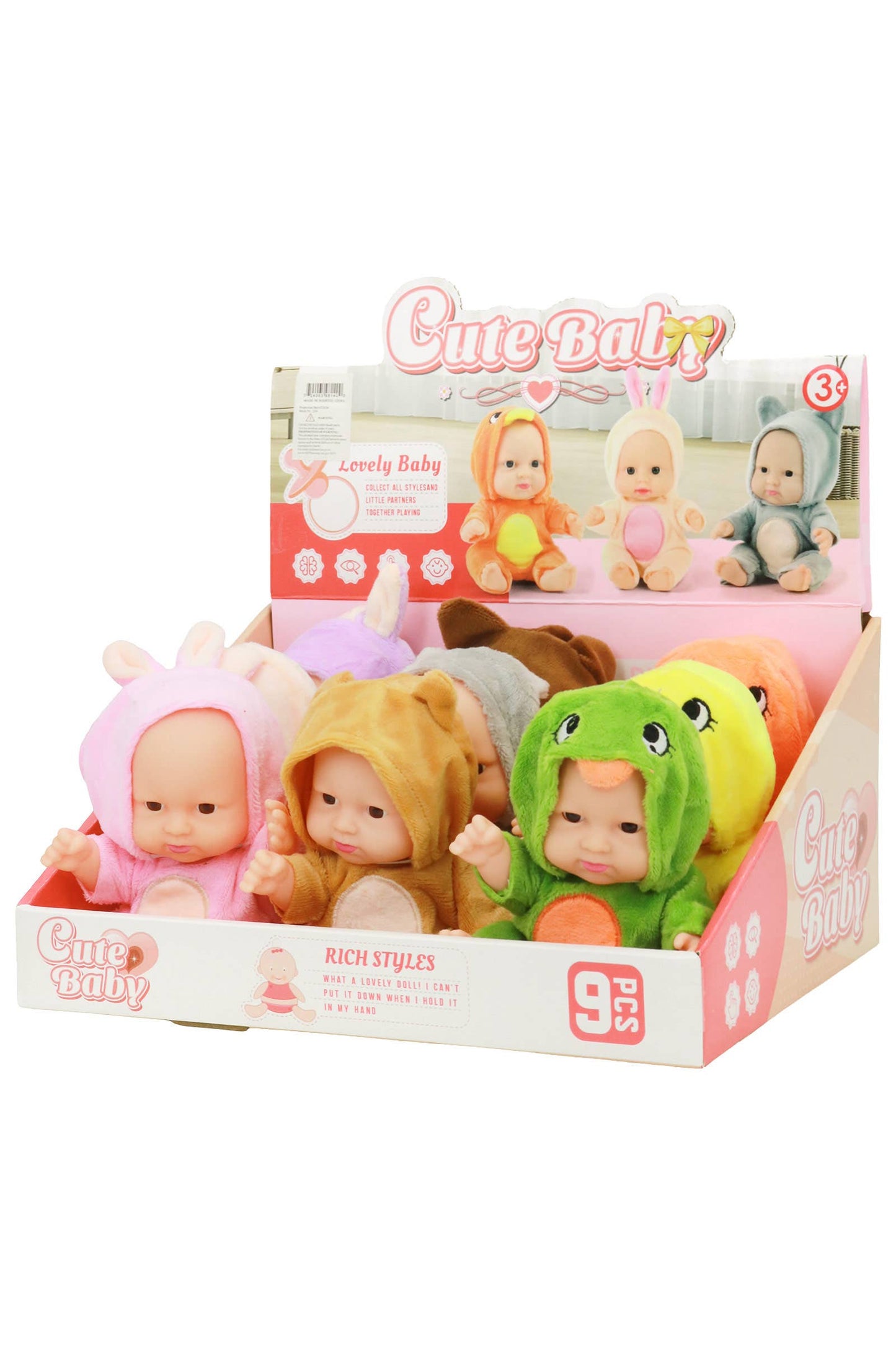Animal Pajama Cozy Costume Cute Baby Doll Toy - 9 Pcs