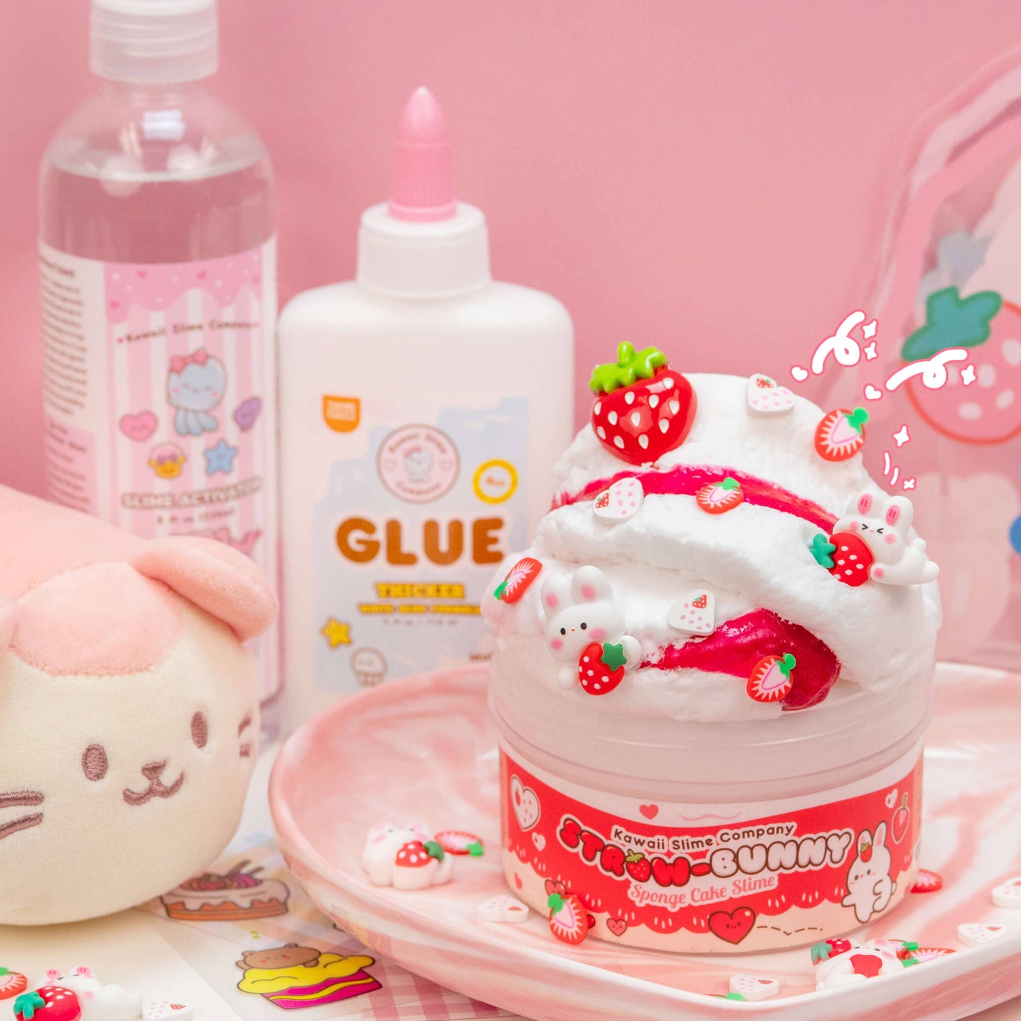 Straw-Bunny Sponge Cake Signature Dome™ Slime (4pcs/case)