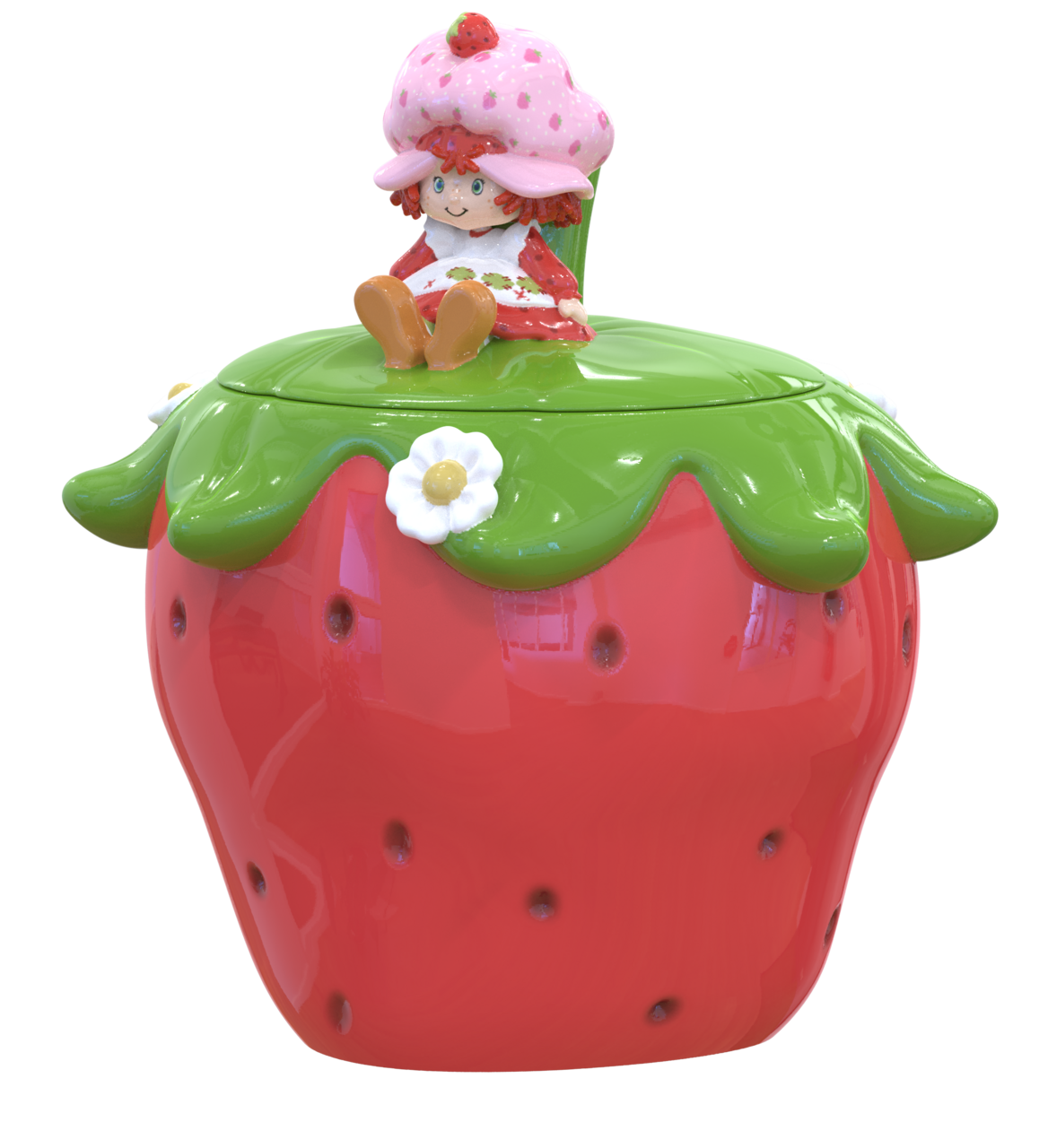 Strawberry Shortcake Sitting Small Sculpted Ceramic Snack Jar